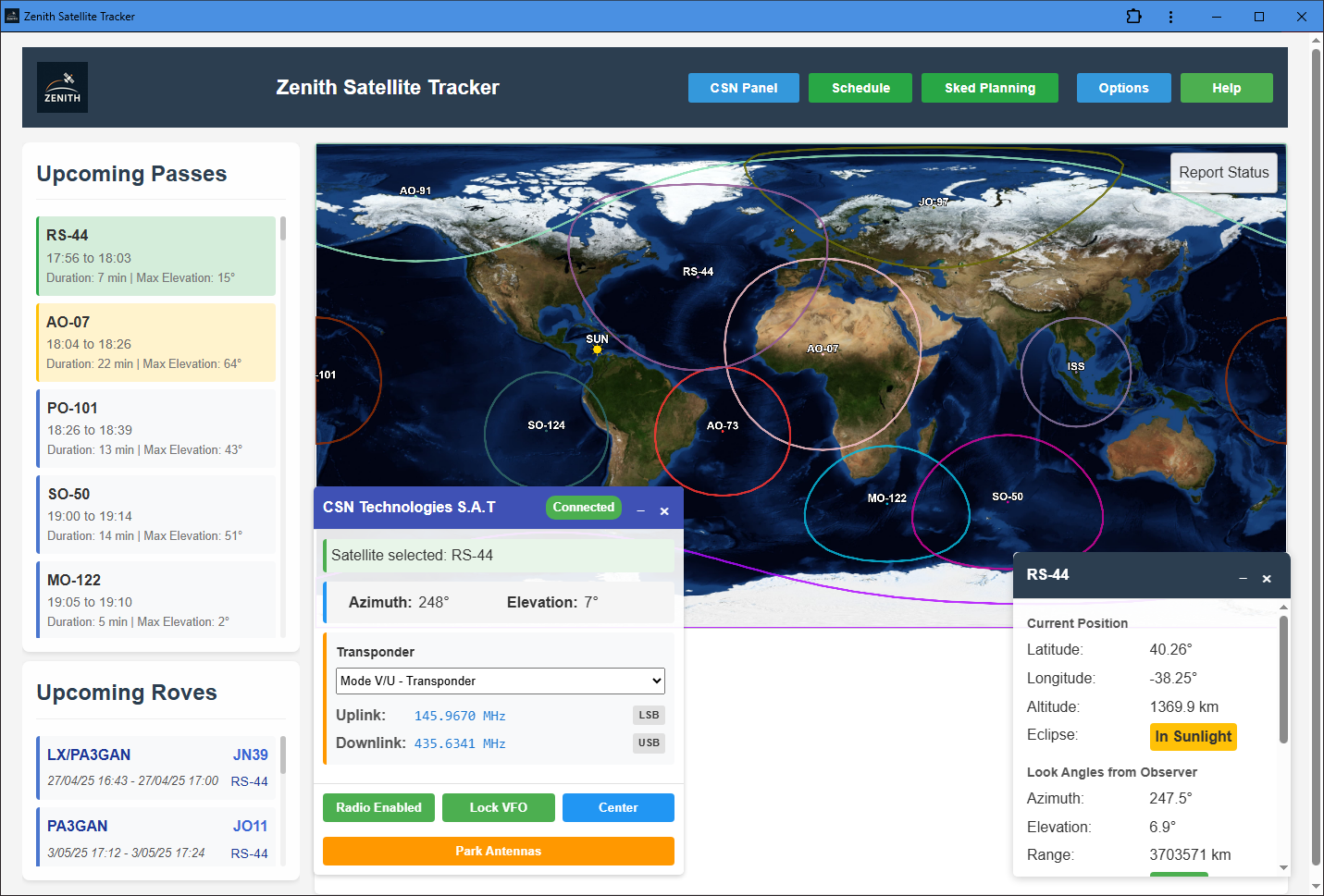 Zenith Satellite Tracker Interface